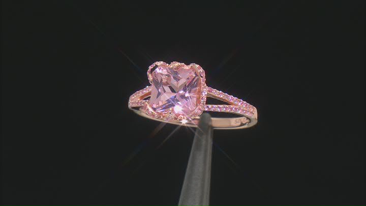 Morganite Simulant and Lab Created Pink Sapphire 18K Rose Gold Over Sterling Silver Ring 2.63ctw Video Thumbnail