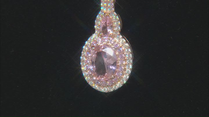 Morganite Simulant, Pink And White Cubic Zirconia 18k Rose Gold Over Sterling Silver Pendant 1.75ctw Video Thumbnail