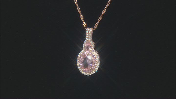 Morganite Simulant, Pink And White Cubic Zirconia 18k Rose Gold Over Sterling Silver Pendant 1.75ctw Video Thumbnail