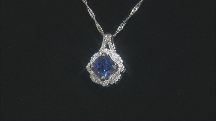 Blue And White Cubic Zirconia Rhodium Over Sterling Silver Pendant With Chain 4.08ctw Video Thumbnail
