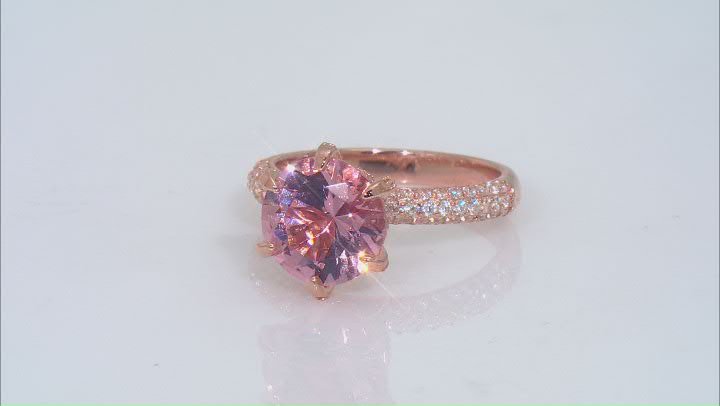 Morganite Simulant And White Cubic Zirconia 18k Rose Gold Over Sterling Silver Ring 4.38ctw Video Thumbnail