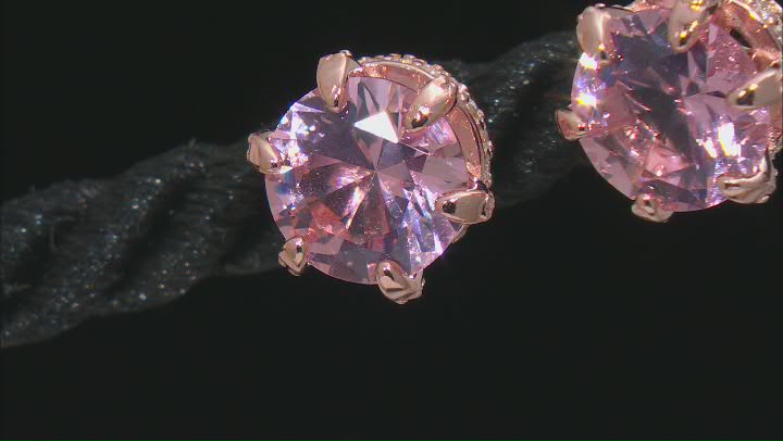 Morganite Simulant And White Cubic Zirconia 18k Rose Gold Over Sterling Silver Earrings 4.24ctw Video Thumbnail