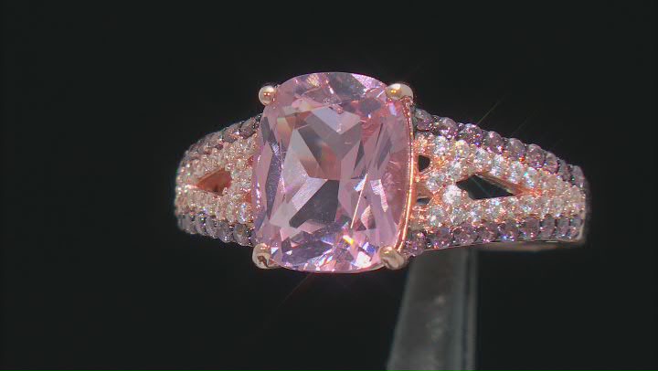 Morganite Simulant, Blush, And White Cubic Zirconia 18k Rose Gold Over Sterling Silver Ring Video Thumbnail
