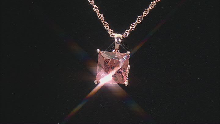Peach Morganite Simulant 18k Rose Gold Over Sterling Silver Pendant with Chain 5.03ctw Video Thumbnail