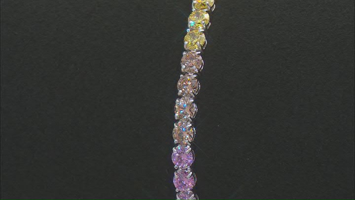 Multi Color, Cubic Zirconia Rhodium Over Sterling Silver Tennis Bracelet 17.50ctw Video Thumbnail