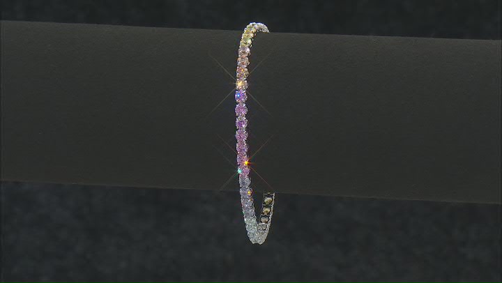 Multi Color, Cubic Zirconia Rhodium Over Sterling Silver Tennis Bracelet 17.50ctw Video Thumbnail