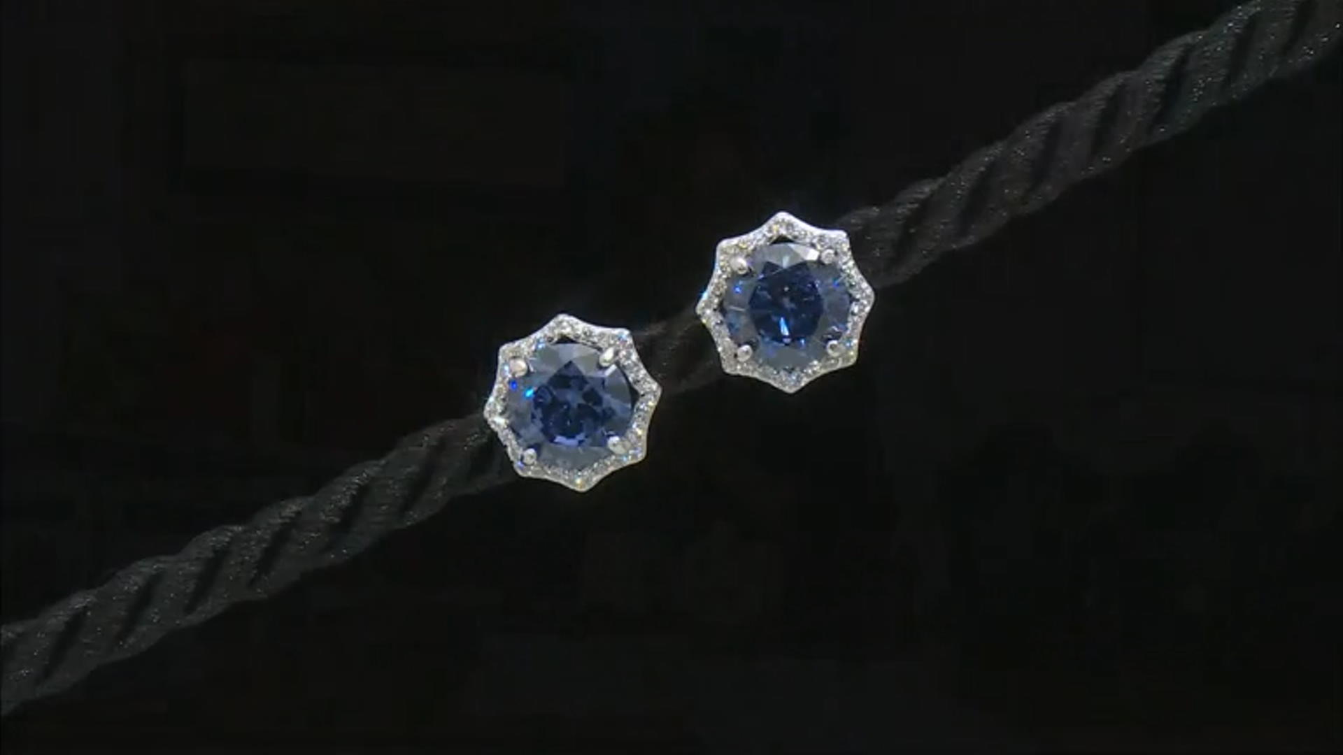 Blue And White Cubic Zirconia Rhodium Over Sterling Silver Earrings 7.42ctw Video Thumbnail