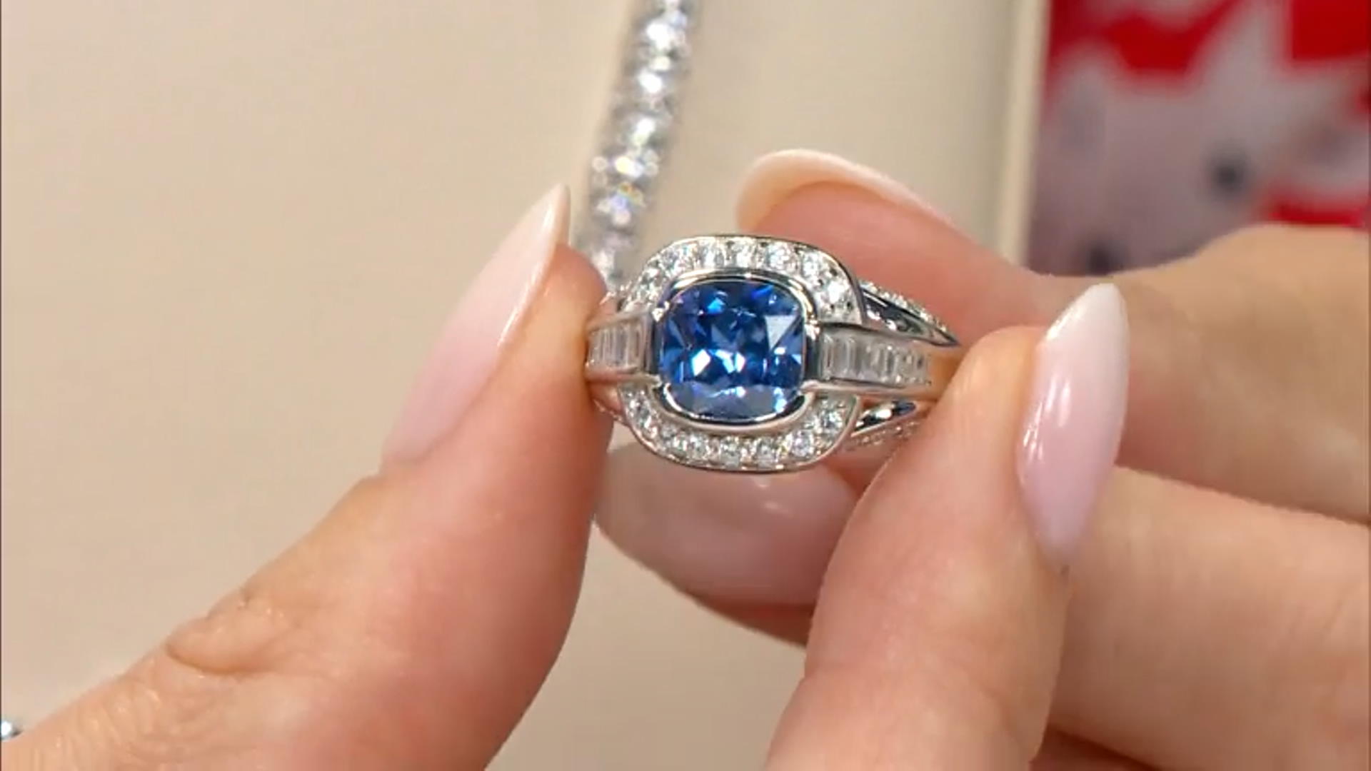Blue And White Cubic Zirconia Platinum Over Sterling Silver Ring 5.05ctw Video Thumbnail