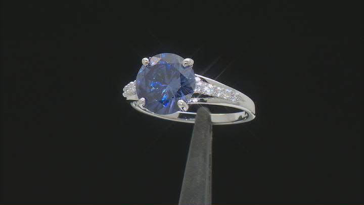 Blue And White Cubic Zirconia Rhodium Over Sterling Silver Ring 5.62ctw Video Thumbnail