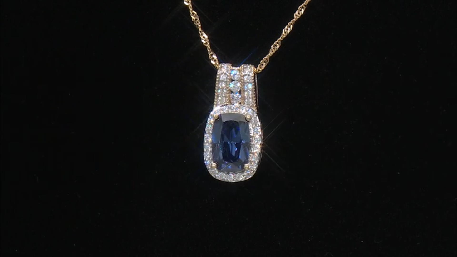 Blue And White Cubic Zirconia 18k Yellow Gold Over Silver Pendant With Chain 6.15ctw Video Thumbnail