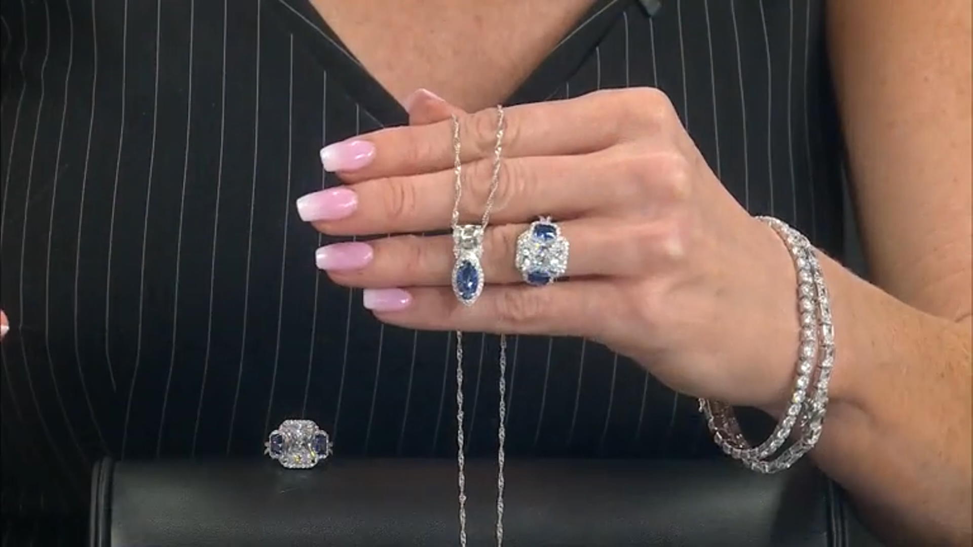 Blue And White Cubic Zirconia Rhodium Over Silver Pendant With Chain 3.94ctw Video Thumbnail