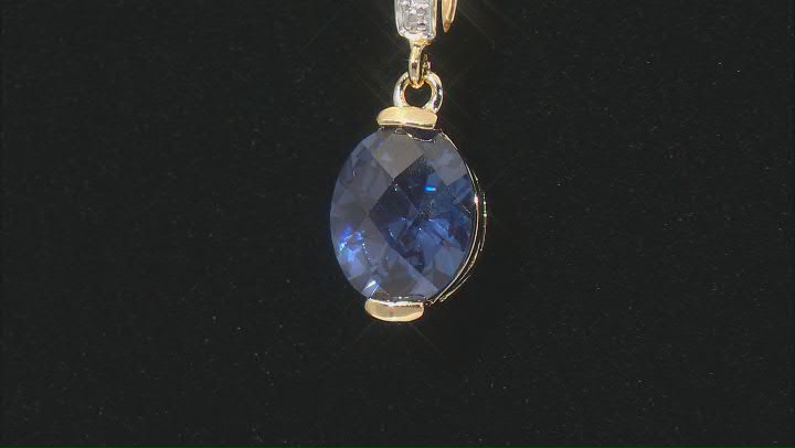 Blue And White Cubic Zirconia 18k Yellow Gold Over Sterling Silver Pendant With Chain 3.58ctw Video Thumbnail