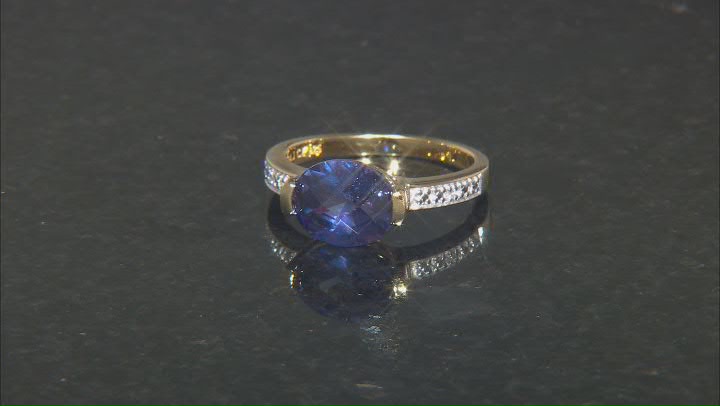 Blue And White Cubic Zirconia 18k Yellow Gold Over Sterling Silver Ring 3.58ctw Video Thumbnail