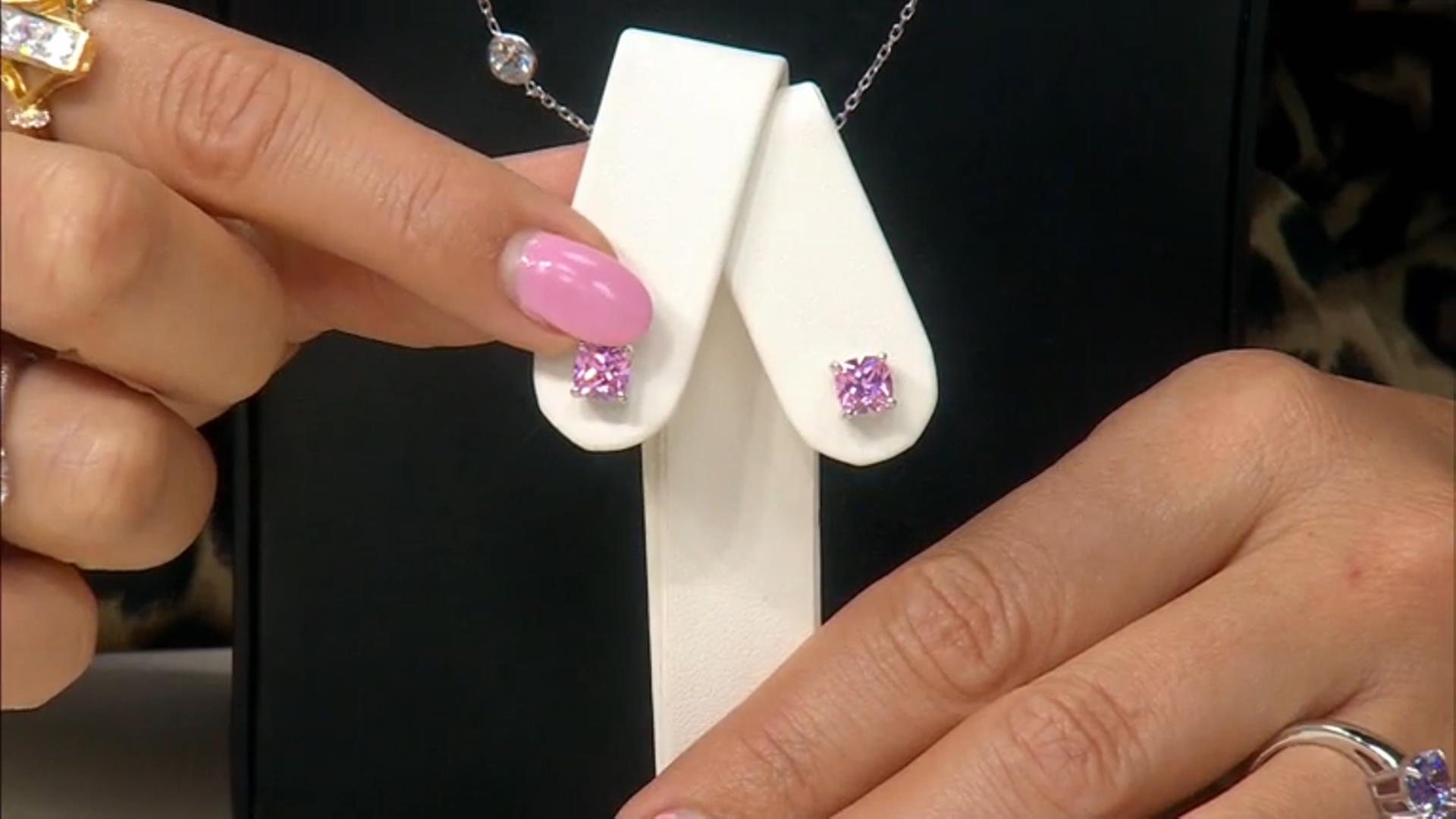 Blue, Pink, And White Cubic Zirconia Rhodium Over Sterling Silver Stud Set 13.73ctw Video Thumbnail