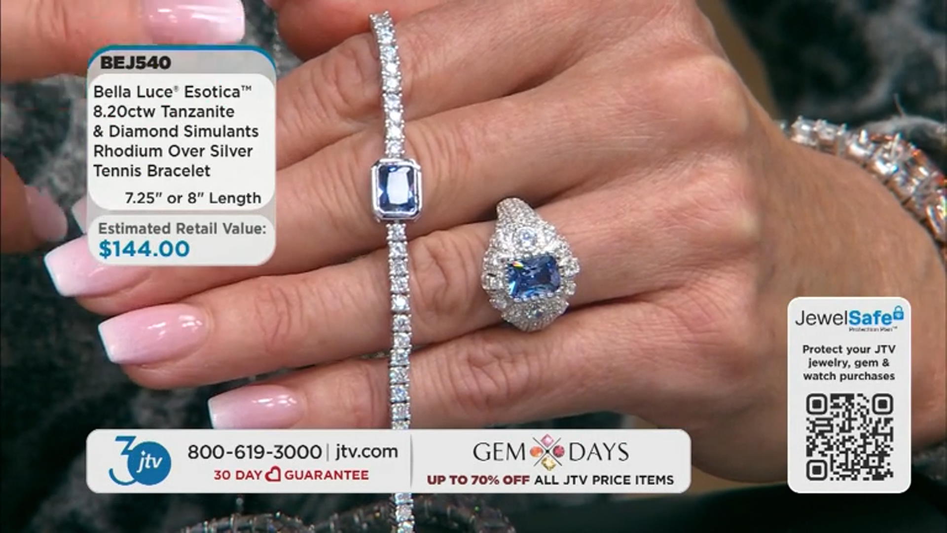 Blue And White Cubic Zirconia Rhodium Over Silver Tennis Bracelet 8.20ctw Video Thumbnail