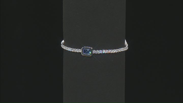 Blue And White Cubic Zirconia Rhodium Over Silver Tennis Bracelet 8.20ctw Video Thumbnail