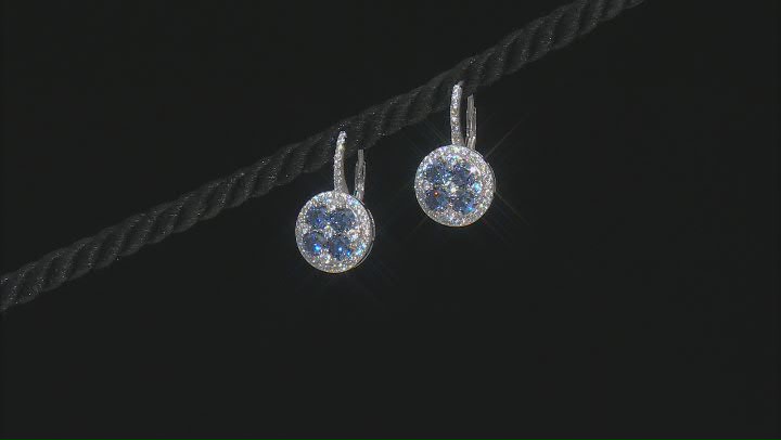 Blue And White Cubic Zirconia Rhodium Over Sterling Silver Earrings 4.70ctw Video Thumbnail
