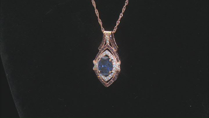Blue, Mocha, And White Cubic Zirconia 18k Rose Gold Over Sterling Silver Pendant With Chain 5.77ctw Video Thumbnail