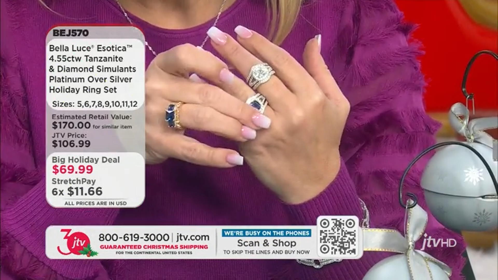 Blue And White Cubic Zirconia Platinum Over Silver Holiday Ring Boxed Set 4.55ctw Video Thumbnail