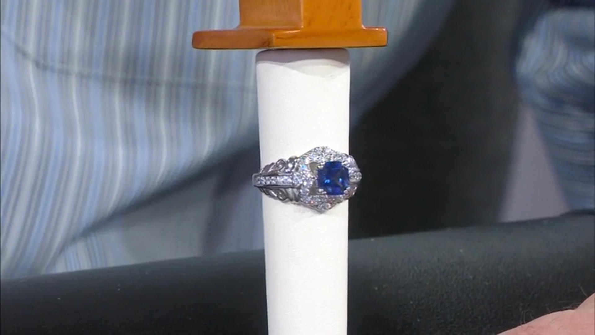 Blue And White Cubic Zirconia Rhodium Over Sterling Silver Ring 4.28ctw Video Thumbnail