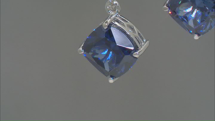 Blue Cubic Zirconia Rhodium Over Sterling Silver Earrings 14.65ctw Video Thumbnail