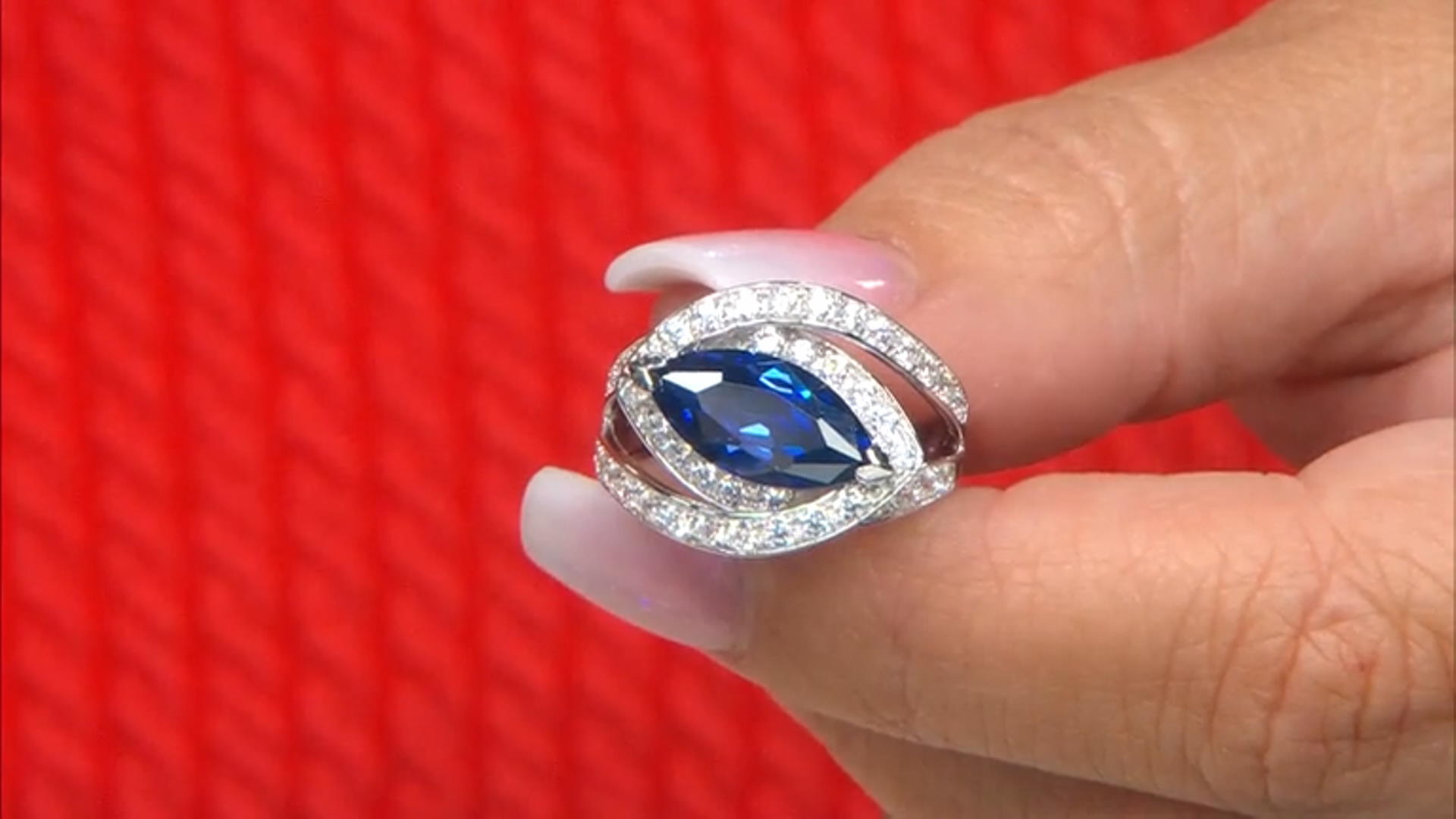 Blue And White Cubic Zirconia Rhodium Over Sterling Silver Ring 5.22ctw Video Thumbnail