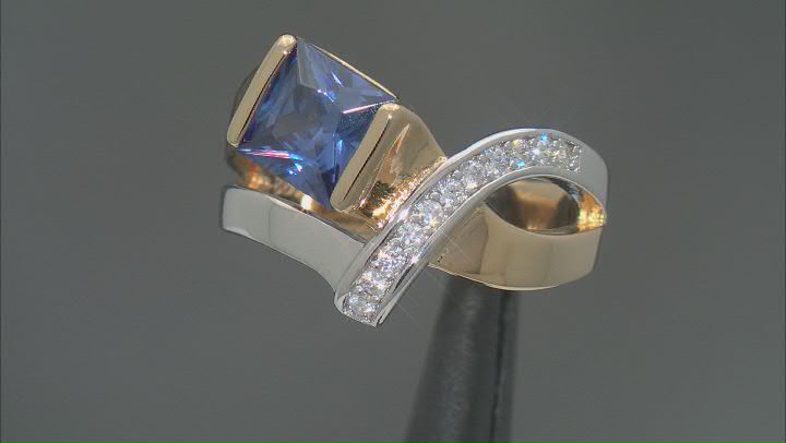Blue And White Cubic Zirconia Rhodium And 18k Yellow Gold Over Silver Ring 3.57ctw Video Thumbnail