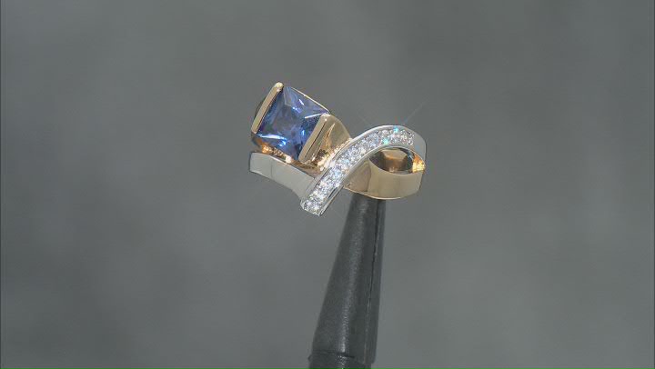 Blue And White Cubic Zirconia Rhodium And 18k Yellow Gold Over Silver Ring 3.57ctw Video Thumbnail