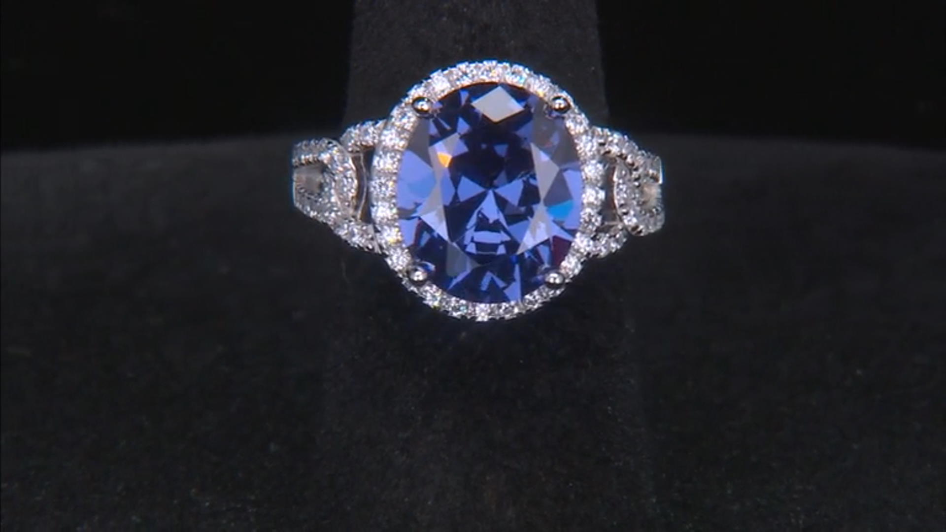 Blue And White Cubic Zirconia Rhodium Over Sterling Silver Ring 9.45ctw Video Thumbnail