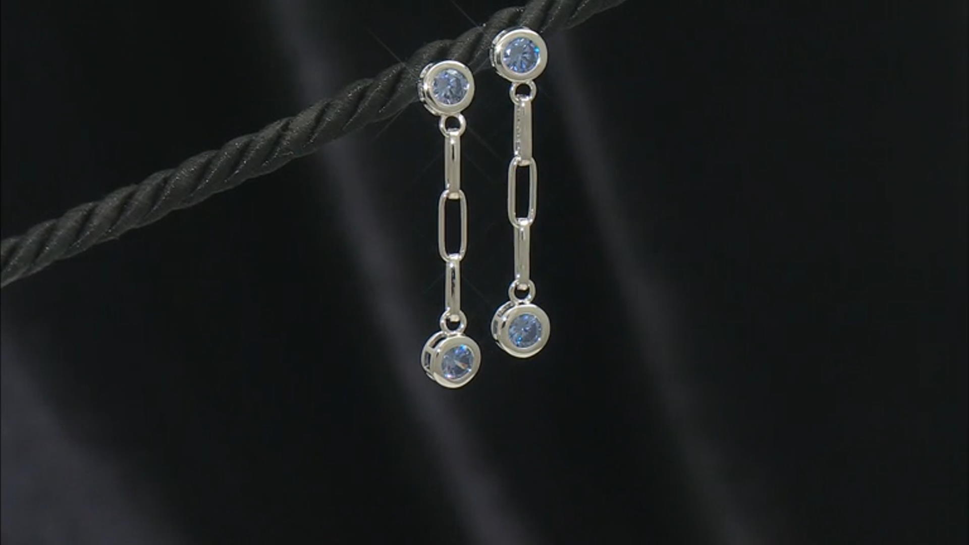 Blue Cubic Zirconia Rhodium Over Sterling Silver Earrings 3.16ctw Video Thumbnail