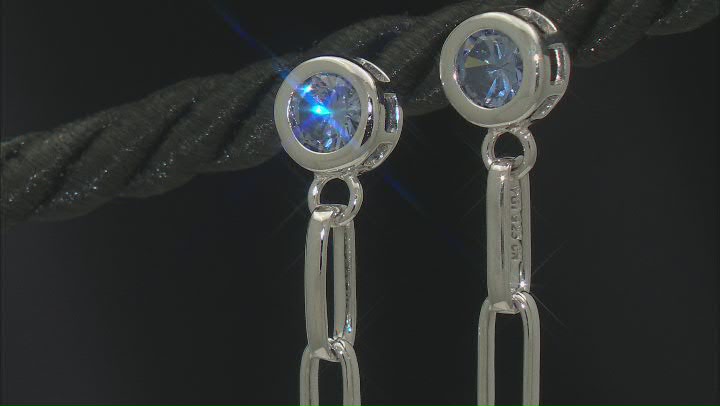 Blue Cubic Zirconia Rhodium Over Sterling Silver Earrings 3.16ctw Video Thumbnail
