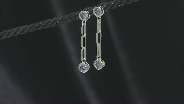Blue Cubic Zirconia Rhodium Over Sterling Silver Earrings 3.16ctw Video Thumbnail
