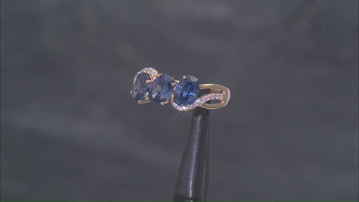 Blue And White Cubic Zirconia 18k Yellow Gold Over Sterling Silver Ring 4.27ctw Video Thumbnail