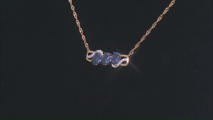 Blue And White Cubic Zirconia 18k Yellow Gold Over Sterling Silver Necklace 4.14ctw Video Thumbnail