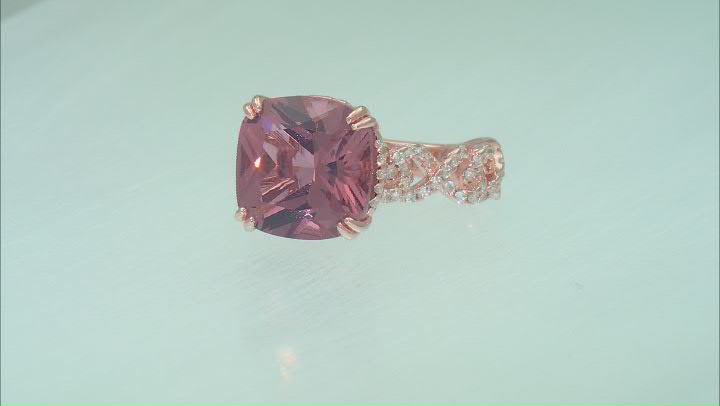 Blush Zircon Simulant And White Cubic Zirconia 18k Rose Gold Over Sterling Silver Ring 10.54ctw Video Thumbnail