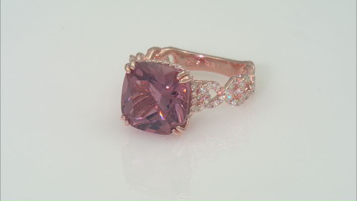 Blush Zircon Simulant And White Cubic Zirconia 18k Rose Gold Over Sterling Silver Ring 10.54ctw Video Thumbnail