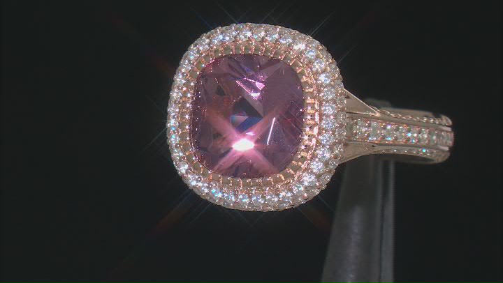 Blush Zircon Simulant And White Cubic Zirconia 18k Rose Gold Over Sterling Silver Ring 7.09ctw Video Thumbnail