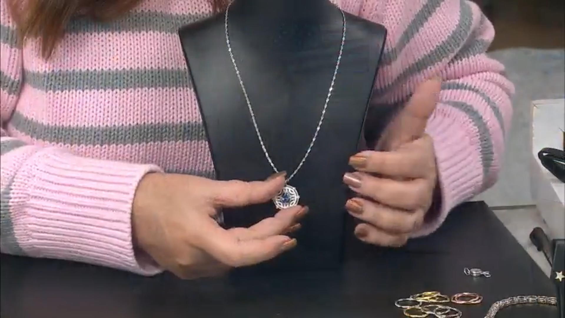 Blue And White Cubic Zirconia Rhodium Over Sterling Silver Pendant 2.69ctw Video Thumbnail