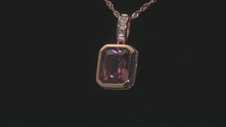 Blush Zircon Simulant And White Cubic Zirconia 18k Rose Gold Over Sterling Silver Pendant 6.33ctw Video Thumbnail