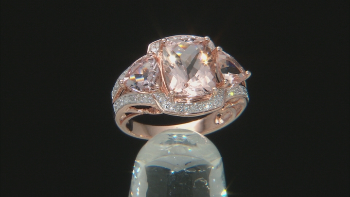 Peach Cor-de-Rosa Morganite 10k Rose Gold Ring 3.86ctw Video Thumbnail