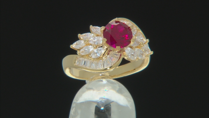 Red And White Cubic Zirconia 18K Yellow Gold Over Sterling Silver Ring 2.38ctw Video Thumbnail