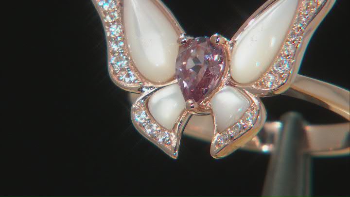 Pink Garnet 18k Rose Gold Over Silver Butterfly Ring 0.61ctw Video Thumbnail