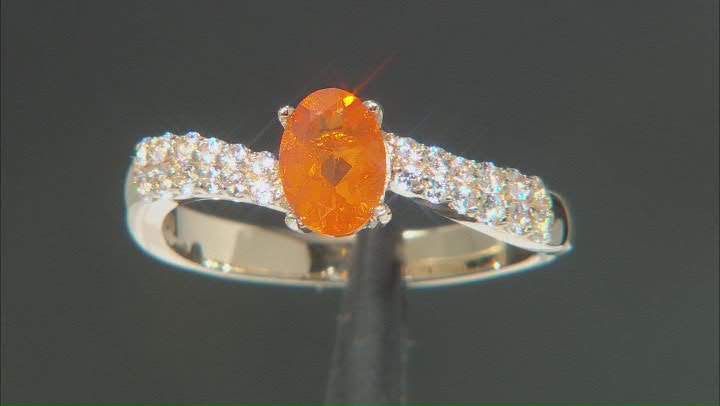 Orange Fire Opal 18k Yellow Gold Over Sterling Silver Ring 0.70ctw Video Thumbnail