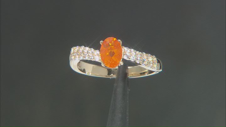 Orange Fire Opal 18k Yellow Gold Over Sterling Silver Ring 0.70ctw Video Thumbnail