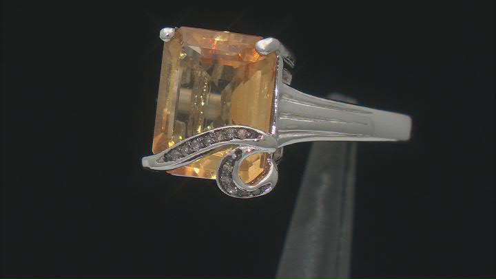Yellow Citrine Rhodium Over Sterling Silver Ring 4.55ctw Video Thumbnail