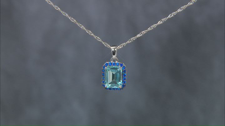 Sky Blue Glacier Topaz Rhodium Over Sterling Silver Pend With Chain 3.87ctw Video Thumbnail