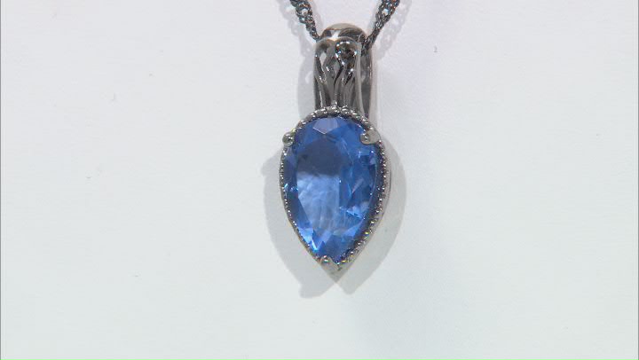 Blue Color Change Flourite Black Rhodium Over Sterling Silver Pendant With Chain 2.70ctw Video Thumbnail