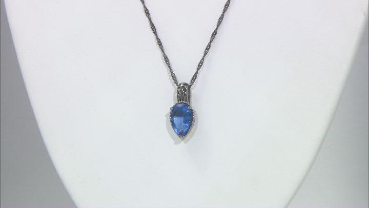 Blue Color Change Flourite Black Rhodium Over Sterling Silver Pendant With Chain 2.70ctw Video Thumbnail