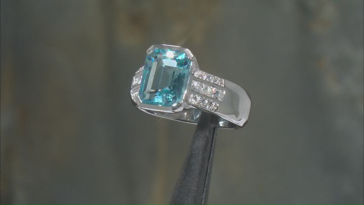 Sky Blue Glacier Topaz Rhodium Over Sterling Silver Ring 3.96ctw Video Thumbnail