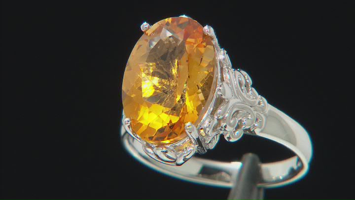 Yellow Citrine Rhodium Over Sterling Silver Solitaire Ring 4.59ct Video Thumbnail